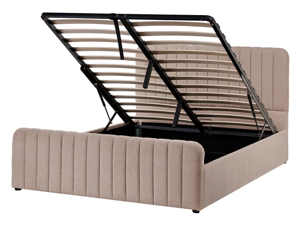 Ottoman Bed LUNAN Boucle Taupe 140 x 200 cm (EU Double)_1048559