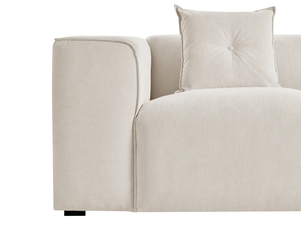 Corner Sofa 3 Seater DOLVA Corduroy Off-White Left Hand_984834