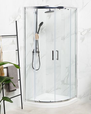 Tempered Glass Shower Enclosure 80 x 80 x 185 cm Silver JUKATAN