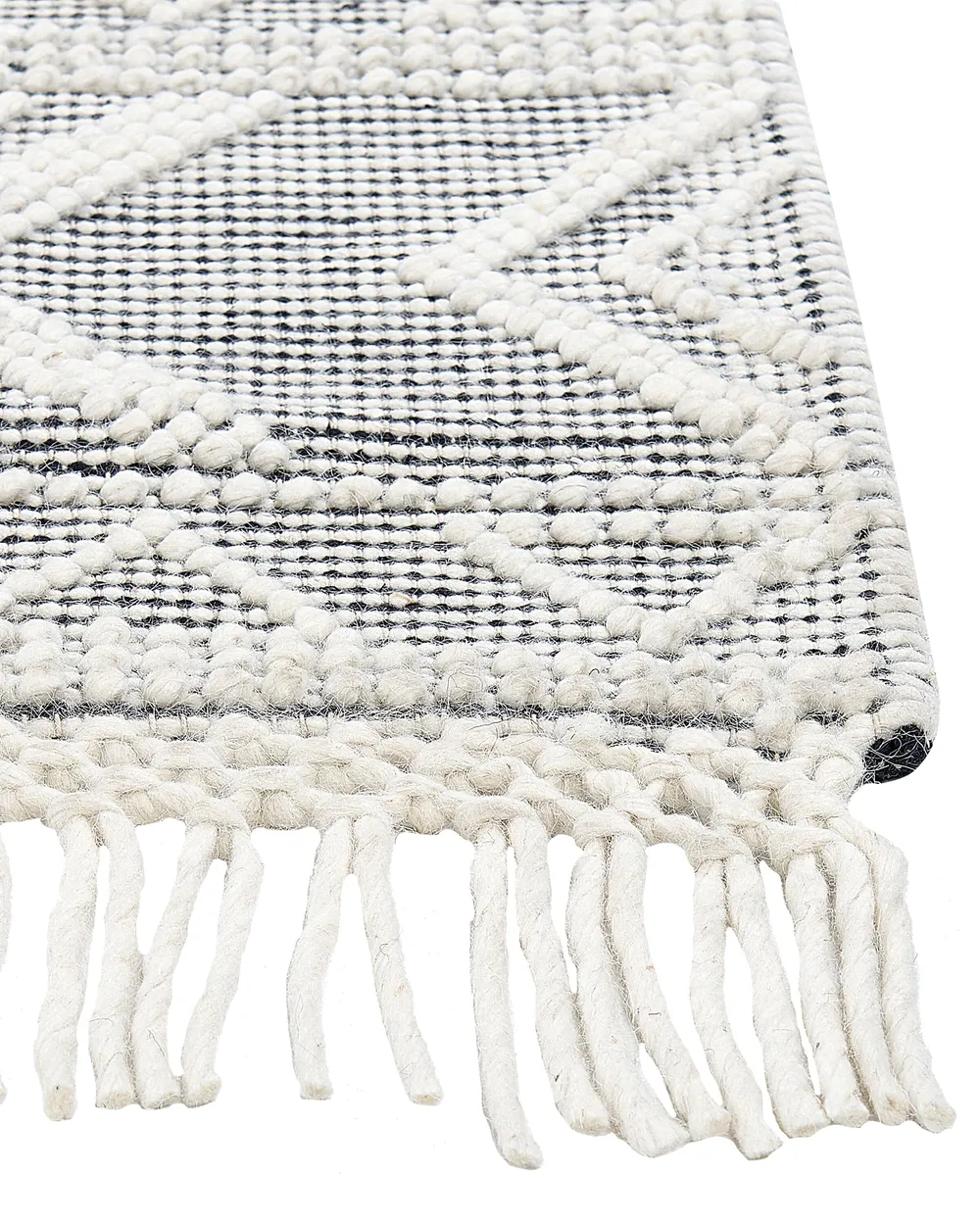 Tappeto PAZAR Nero/Bianco 160 x 230 cm Lana_855570