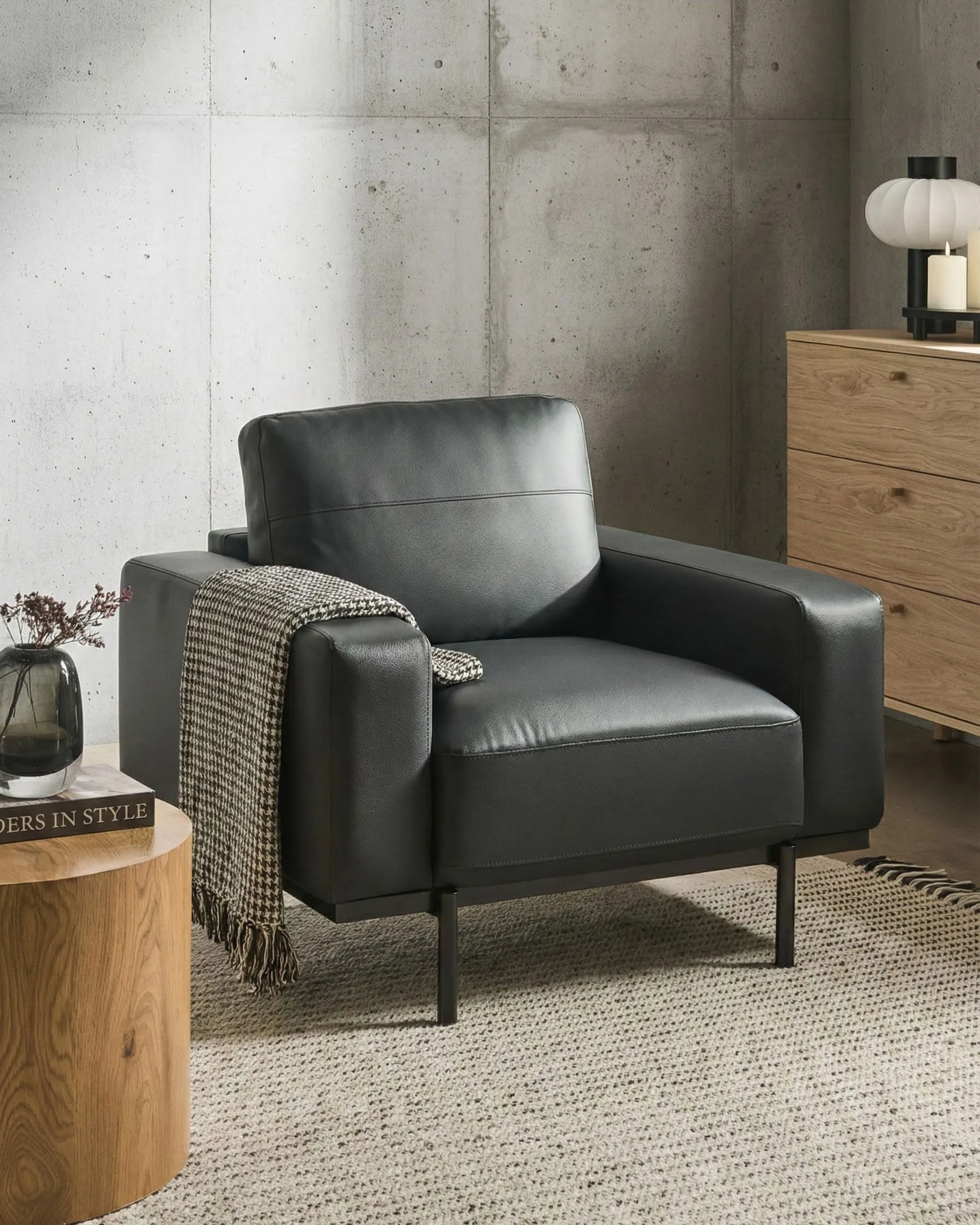 Armchair SOVIK Faux Leather Black_1041255