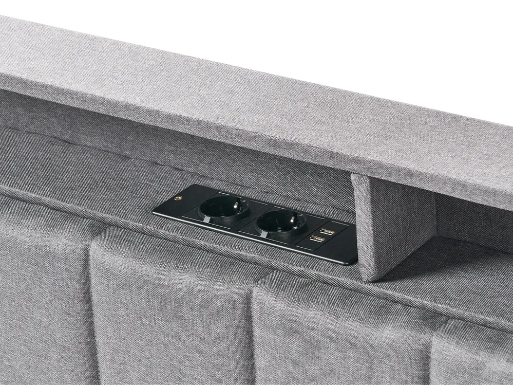Bed with LED BEAULIEU Fabric Dark Grey 160 x 200 cm (EU King Size) with USB Port with Storage_993608