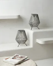 Set of 2 Solar Powered Lanterns VUNGU 27 cm Grey_1042207