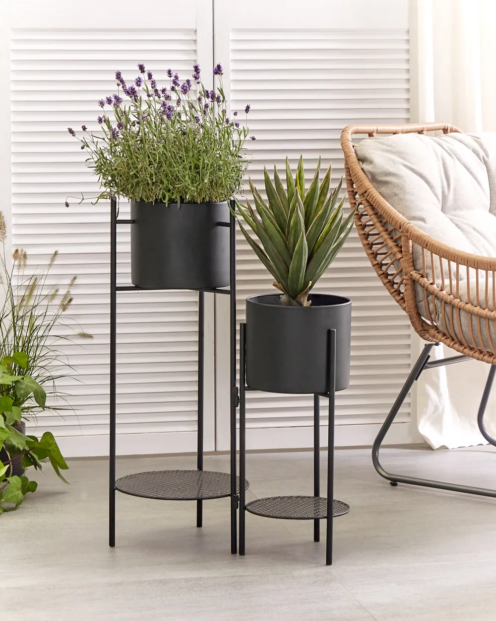 Plant Stand ULMUS Metal 58 cm Black