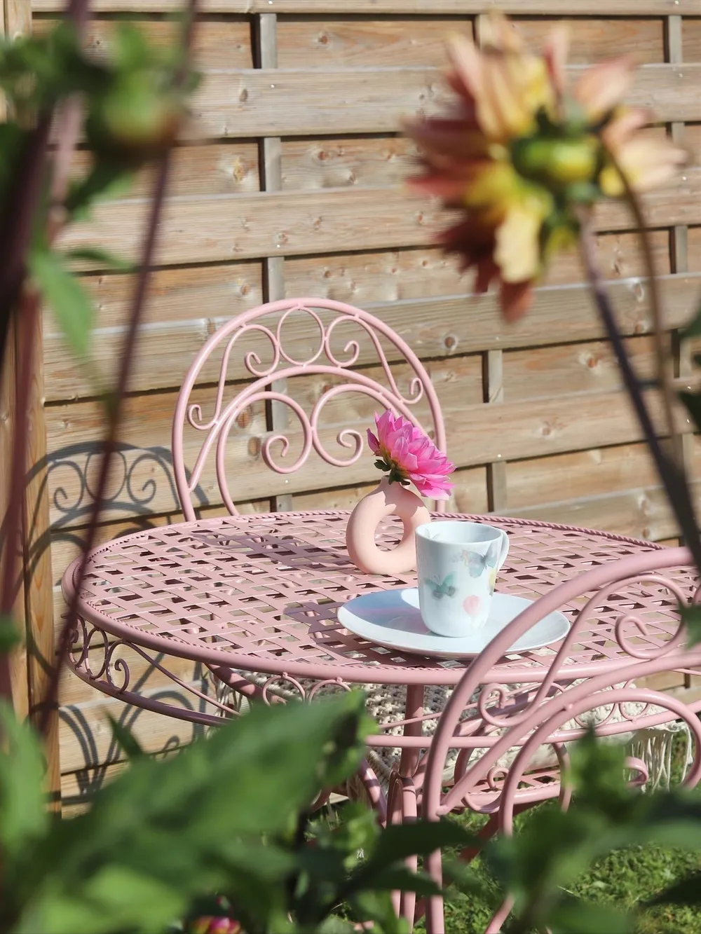Bistro Table ALBINIA 70 cm 70 cm Metal Pink_836134