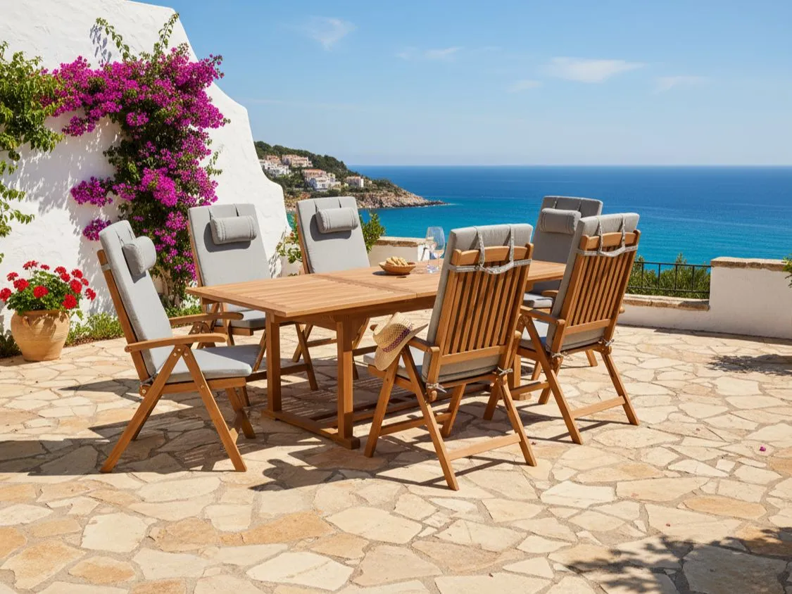Set di 6 cuscini schienale/seduta JAVA/AMANTEA PREMIUM 50 x 71 cm Grigio chiaro_993102