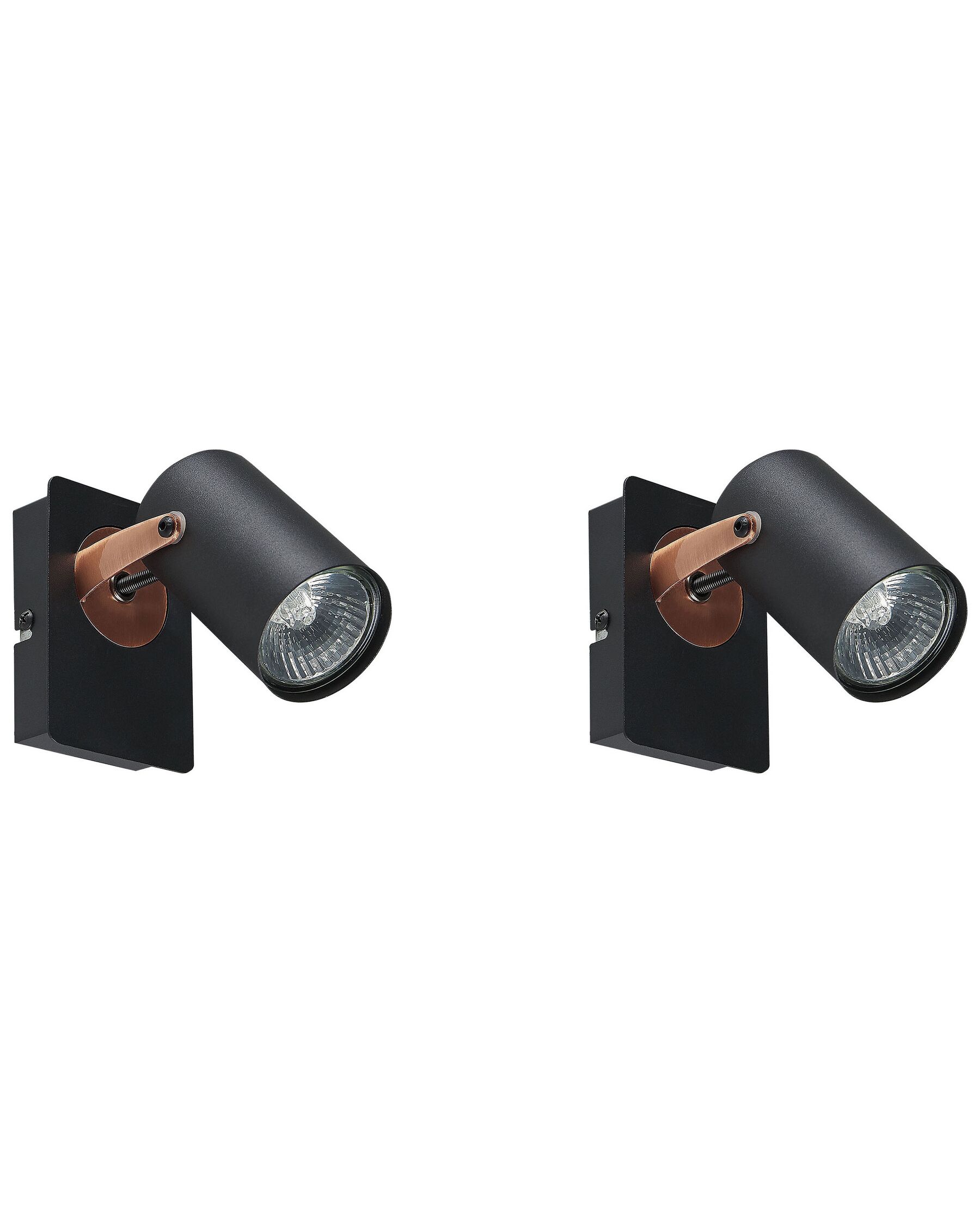 Conjunto de 2 lámparas de pared de metal negro/cobrizo KLIP_828817