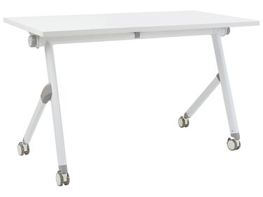 Schreibtisch weiß 120 x 60 cm klappbar mit Rollen BENDI