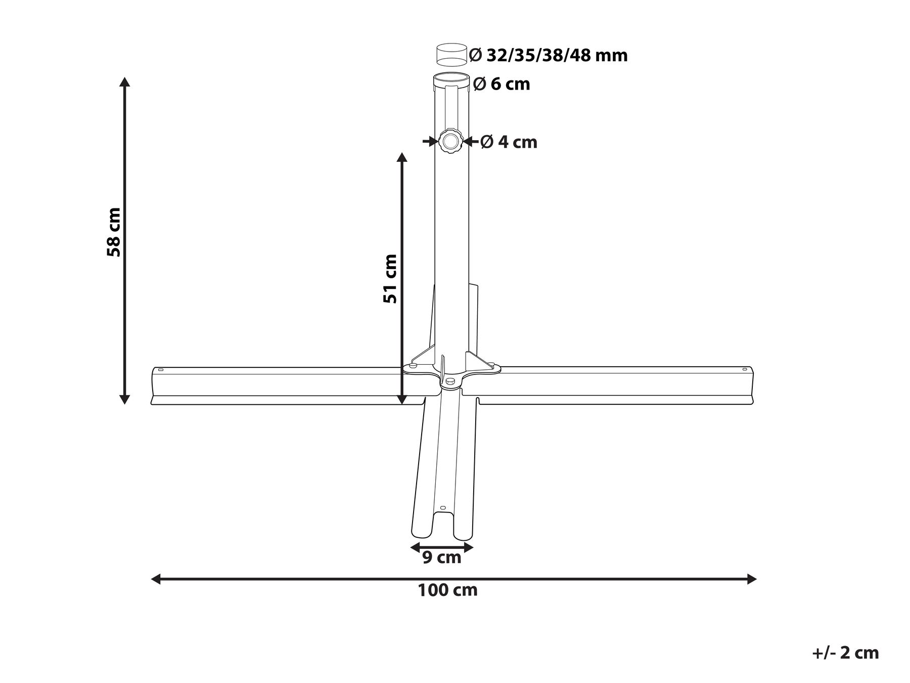 Steel Parasol Cross Base Black VICCHIO_828473 Steel Parasol Cross Base Black VICCHIO_828473