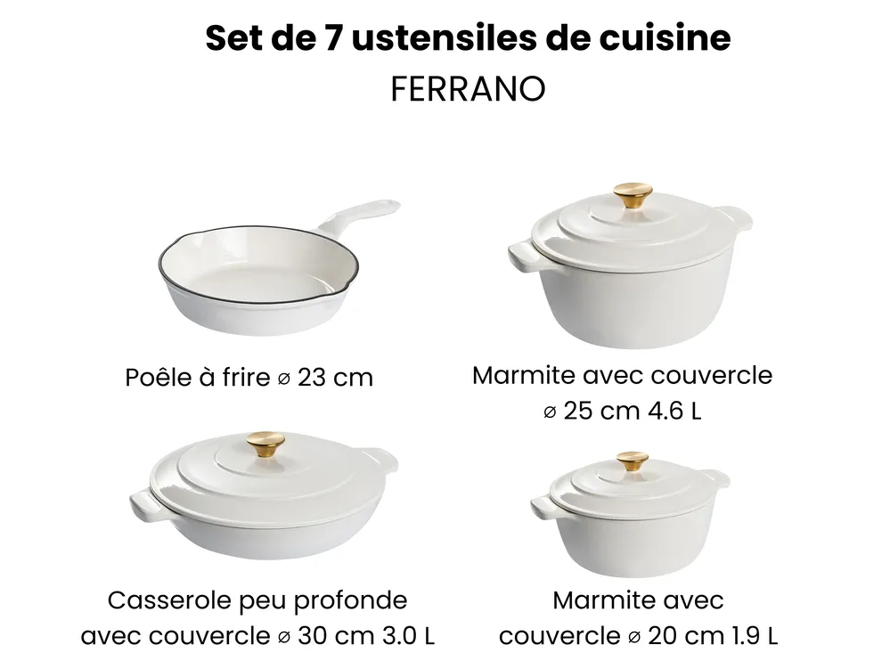 Lot de 7 pièces en fonte FERRANO Blanc cassé_1073582