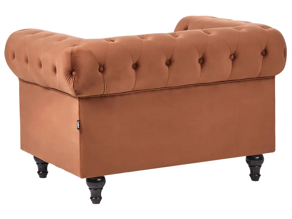 Living Room Set 4 Seater CHESTERFIELD Velvet Golden Brown_1036600