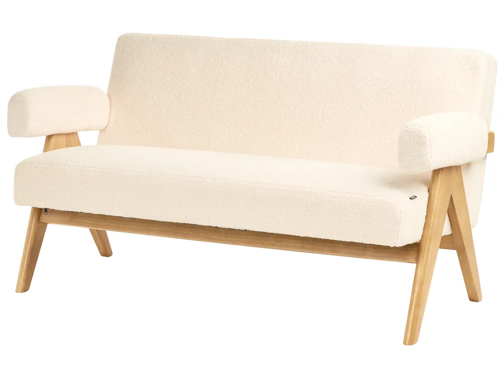 Sofa 2 Seater TAMRE Boucle Off-White/ Light Brown_985271
