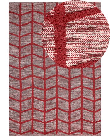 Teppich Baumwolle rot 140 x 200 cm geometrisches Muster SIVAS