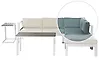 Garden Corner Sofa with Table 5 Seater MESSINA Beige/ Green Left Hand