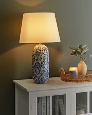 Lampada da tavolo AIBONITO Porcellana Bianco/Blu_961531