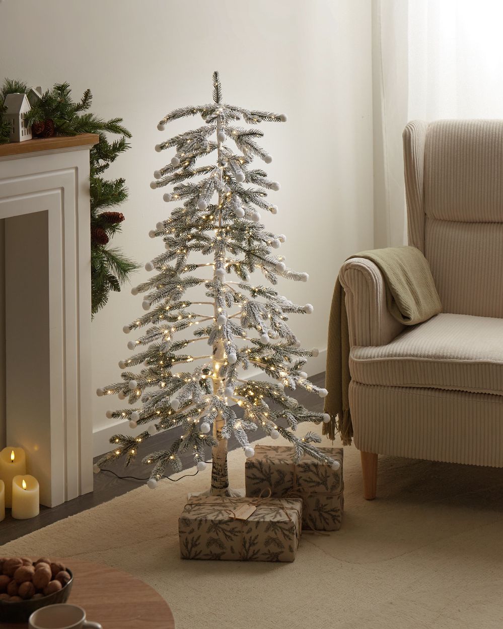 Decorazione per esterni LED HASSLAN 125 cm Albero di Natale Bianco
