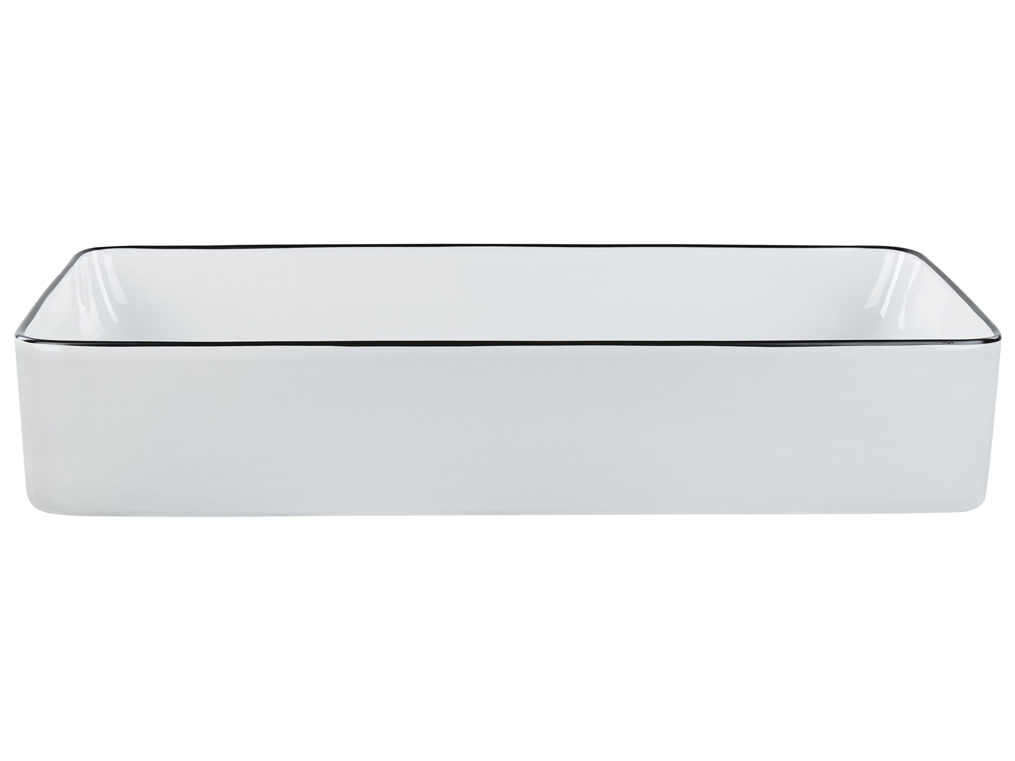 Lavabo Sobre Encimera Blanco Efecto Mármol Hopi - Cerámica, 61x35x11 Cm, Elegante Para Baño