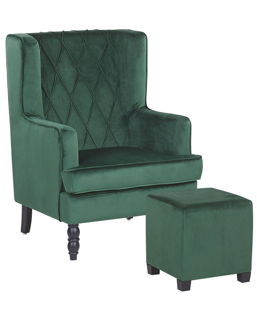 Armchair SANDSET with Footstool Velvet Dark Green Beliani