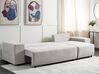 Canapé-lit d'angle à gauche avec rangement en tissu gris clair LUSPA_900978