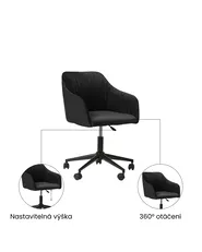 Židle k psacímu stolu VENICE Umělý samet Černá_1071540