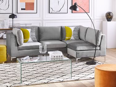 Left Hand 4 Seater Modular Velvet Corner Sofa Grey EVJA