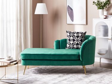 Right Hand Velvet Chaise Lounge Emerald Green ALLIER