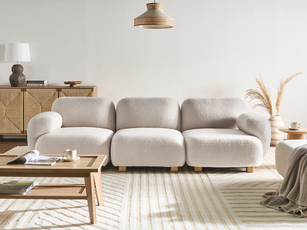 Modulsofa 3-Sitzer AMLI Bouclé Cremeweiss