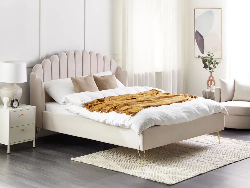 Bed Fabric AMBILLOU 160 x 200 cm (EU King Size) Light Beige