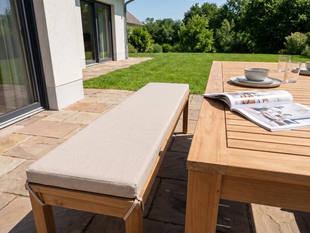 Bench Seat Pad Cushion MONSANO 168 x 35 cm Beige