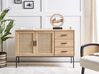 Sideboard heller Holzfarbton 3 Rattan-Türen 3 Schubladen PASCO_928309