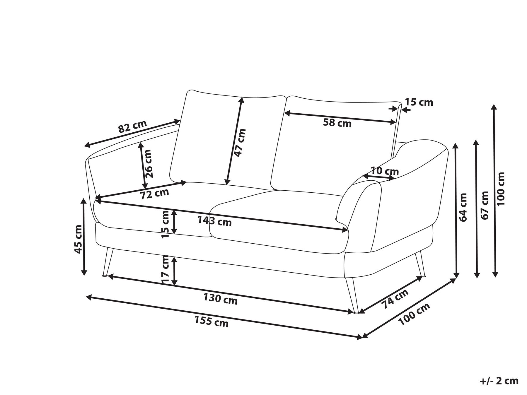 Sofa 2 Seater KJAER Fabric Off-White_1006798