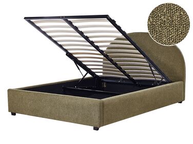Buklé postel s úložným prostorem 140 x 200 cm olivově zelená VAUCLUSE