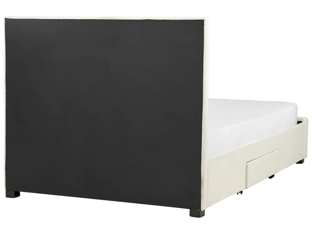 Bed with Storage Drawers LIEVIN Velvet Light Beige 140 x 200 cm (EU Double)_902398