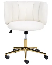 Sedia da scrivania PELORA Bouclé Bianco_1085769