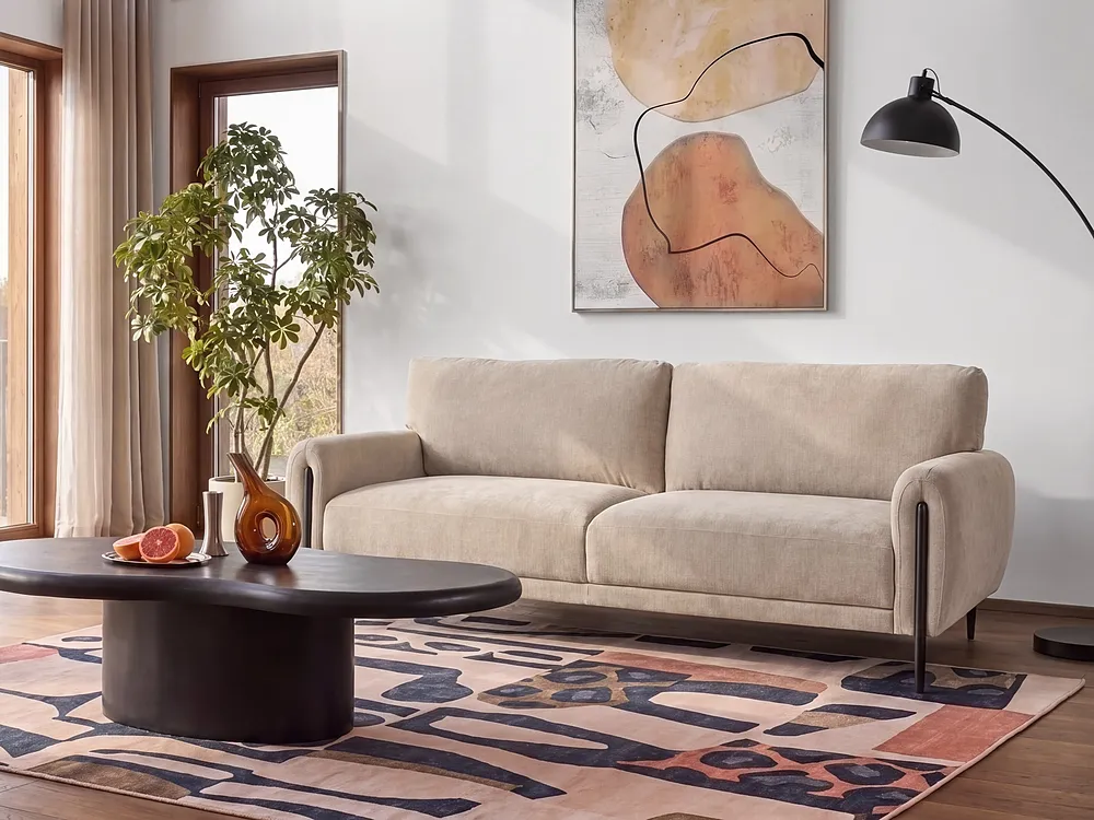 Sofa 3-Sitzer SKARO Chenillegewebe Beige