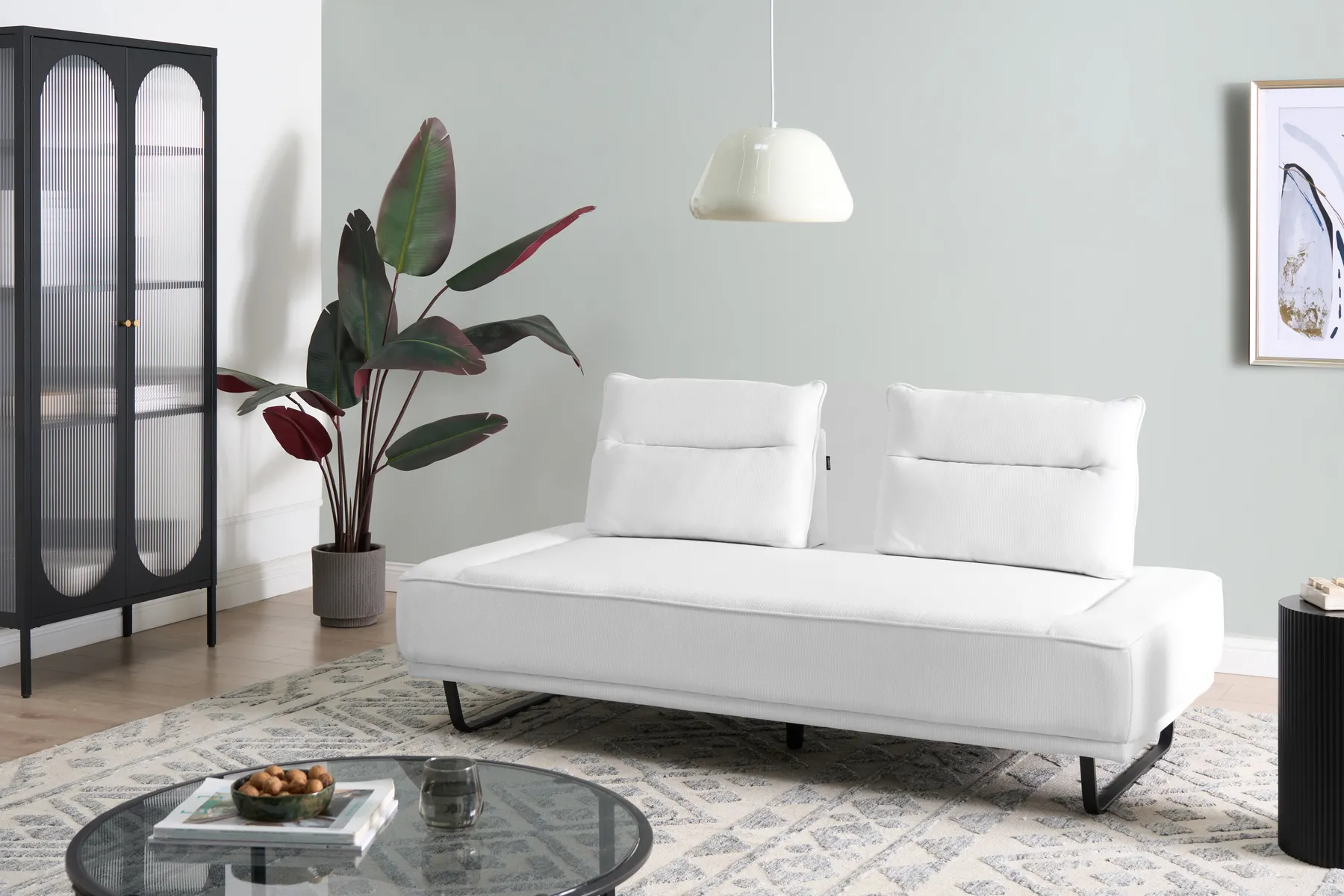 Sofa 3 Seater FAXEN Fabric White_1025185