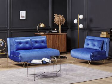 Velvet Sofa Set Navy Blue VESTFOLD