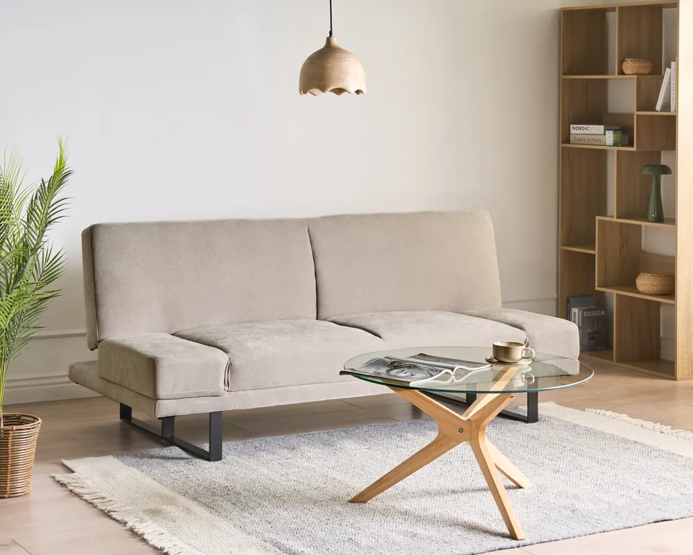Sofa rozkładana dla 2 osób YORK Szenil Jasnobeżowy