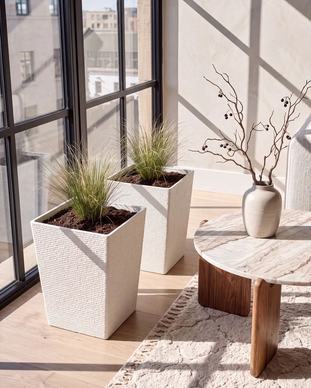 Conjunto de 2 vasos para plantas CYRODALIS 42 cm Branco
