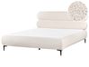 Bett mit Lattenrost Bouclé LESSAY 180 x 200 cm Cremeweiß