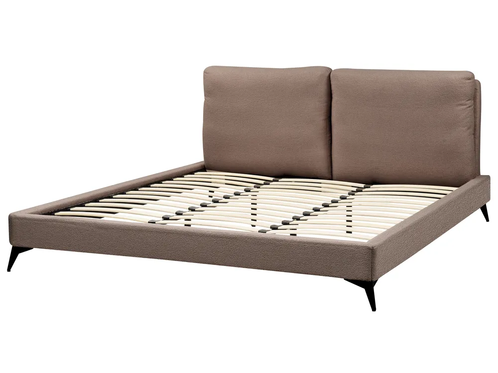 Bed Boucle MELLE 180 x 200 cm (EU Super King) Brown_965717