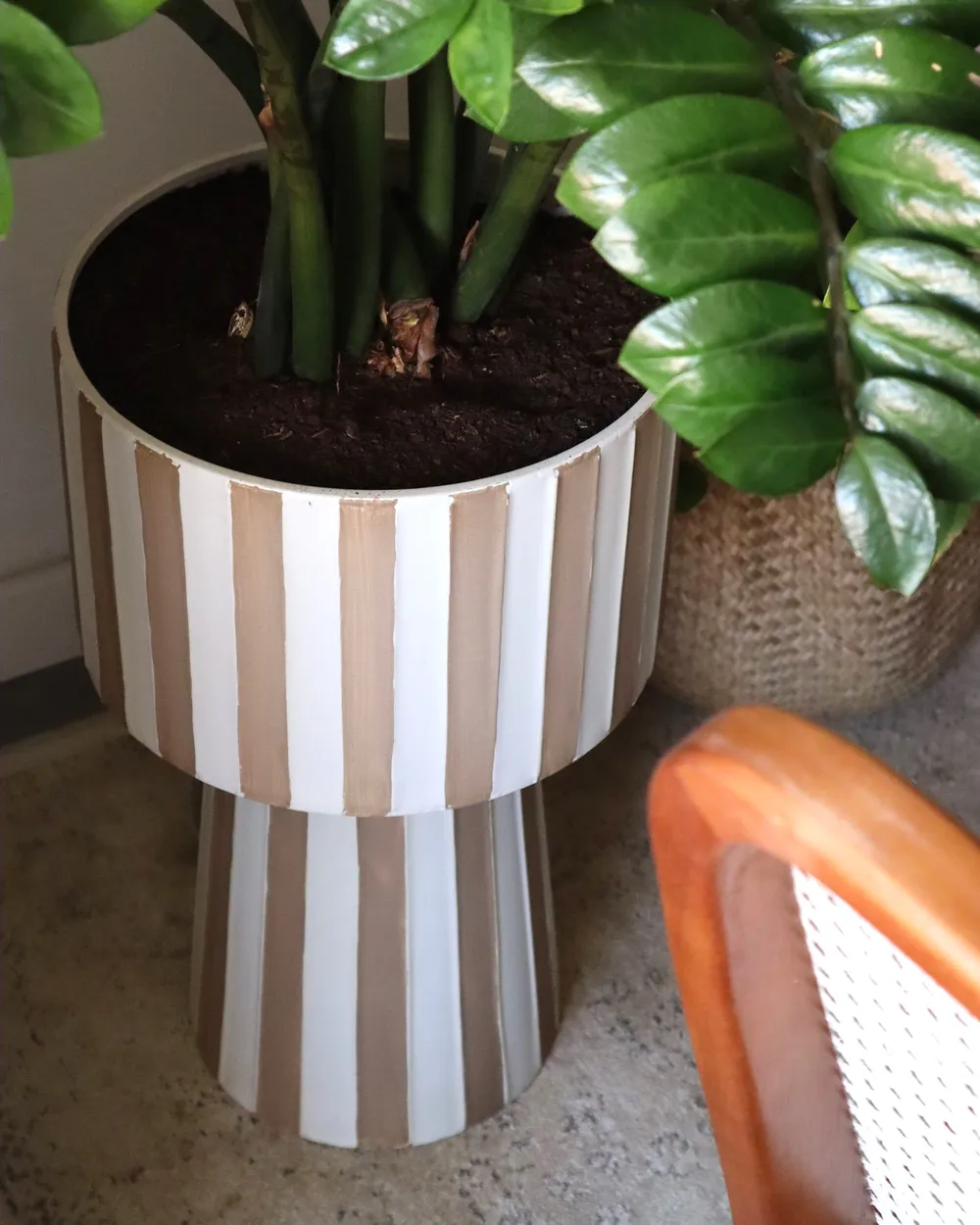 Blumenkübel BANE 30 cm Metall Weiss / Beige_1153640