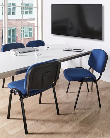 Set of 4 Fabric Conference Chairs Blue CENTRALIA