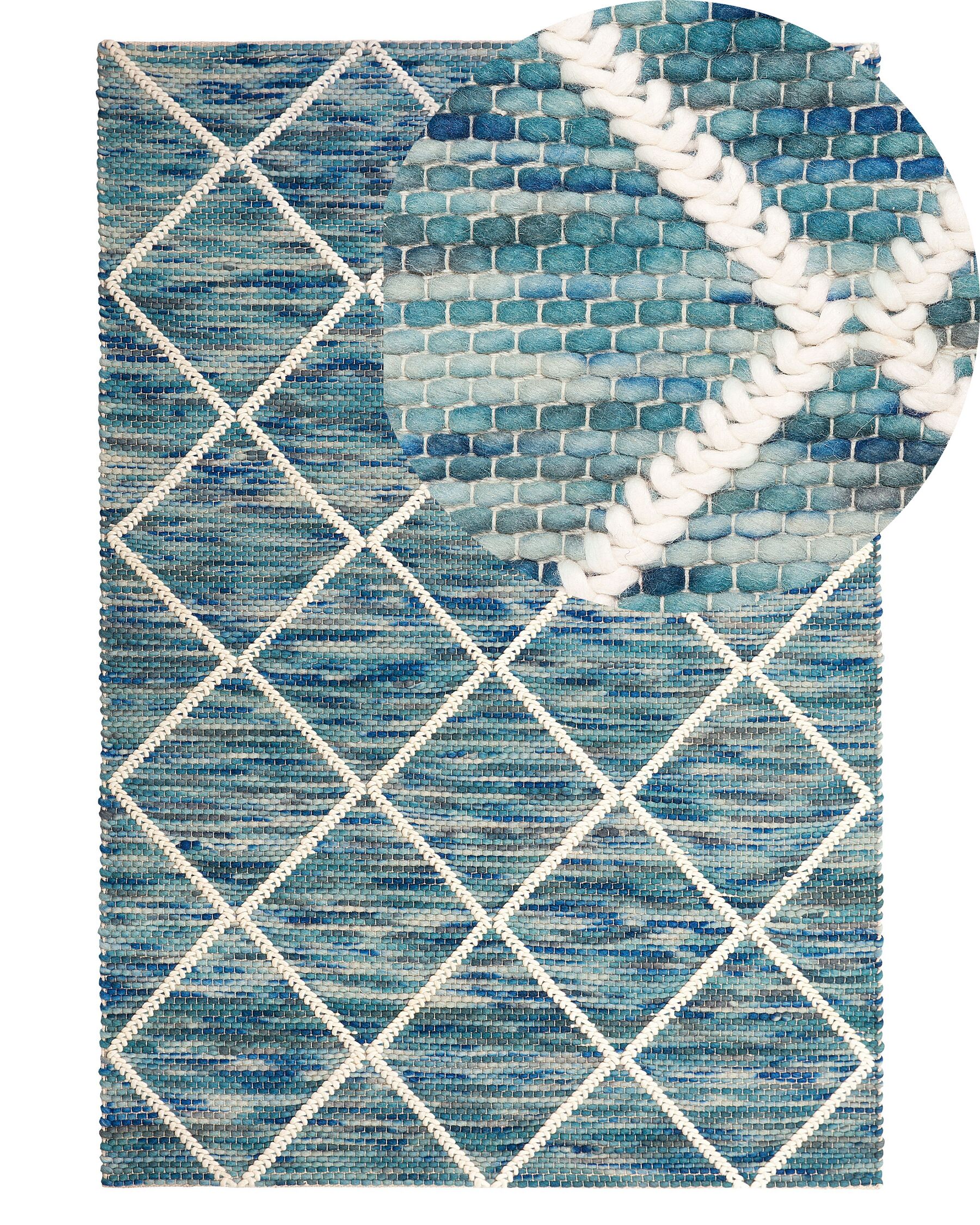 Teppich Wolle blau 140 x 200 cm Kurzflor BELENLI_802983