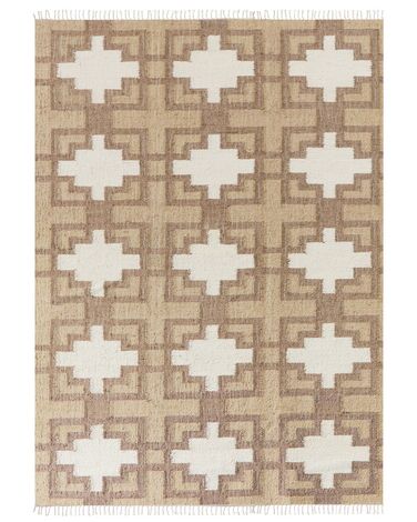 Teppich Jute beige 160 x 230 cm geometrisches Muster Kurzflor KONURTAY