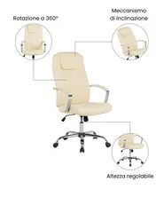 Poltrona da scrivania WINNER Pelle sintetica Beige chiaro_1074410