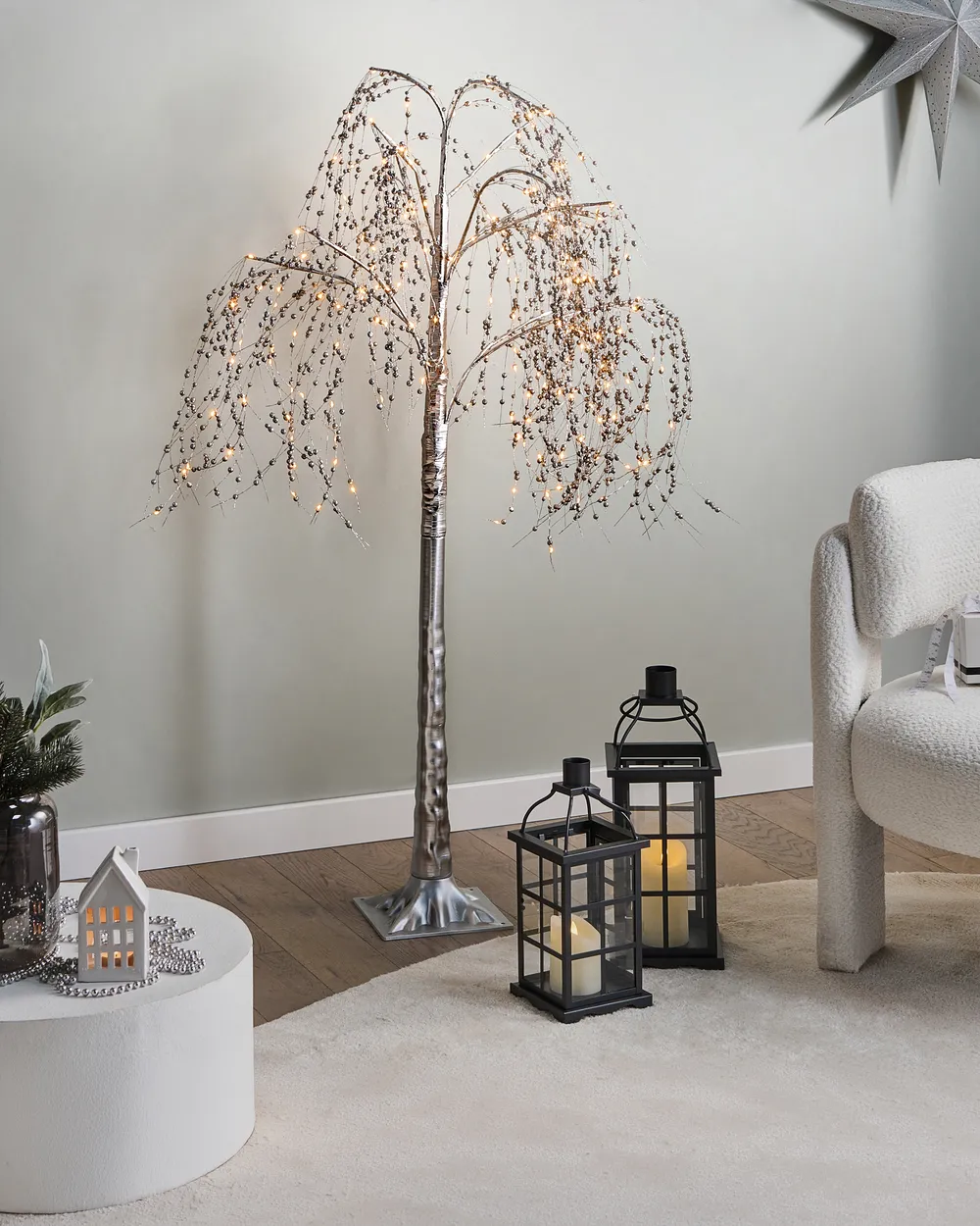 Decorazione per esterni LED NILLAKA 145 cm Albero Argento
