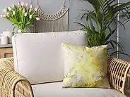 Lot de 2 coussins décoratifs PACHIRA 45 x 45 cm Coton Jaune Motif abstrait_1183227