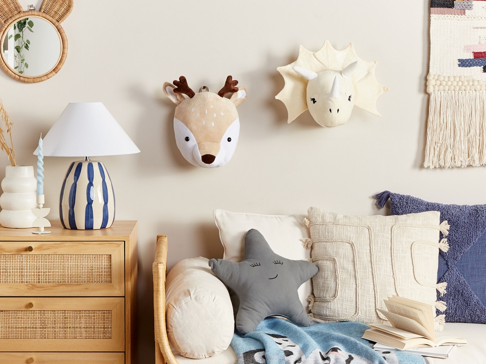 Plush Animal Head Wall Decor Deer Beige BAMBI Beliani