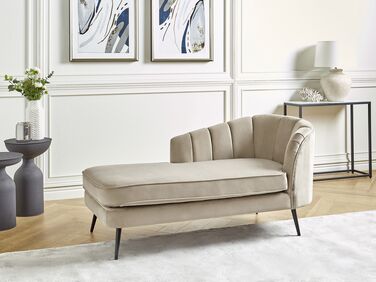 Right Hand Velvet Chaise Lounge Beige ALLIER